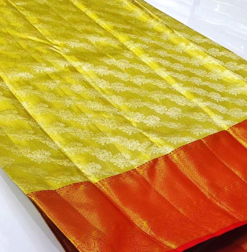 Gold & Red Kanchipuram Handloom Kalanjali Tissue Brocade Bridal Silk Saree